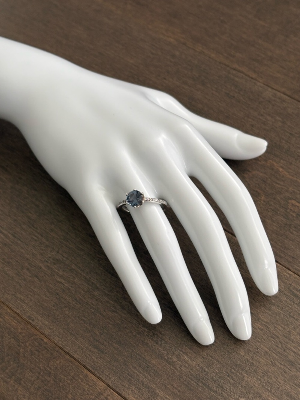 PANDORA Blue Sparkling Crown Solitaire Ring, Silver Cubic Zirconia Jewellery 6